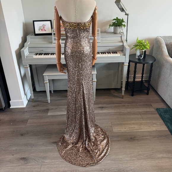 Sherri Hill Sweetheart Sequin Gown: Canary Yellow Gems - Picture 5 of 15